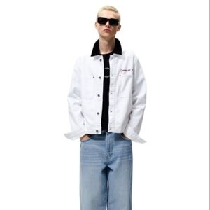 ZARA CONTRAST DENIM JACKET WHITE | 1538/304 SIZE M